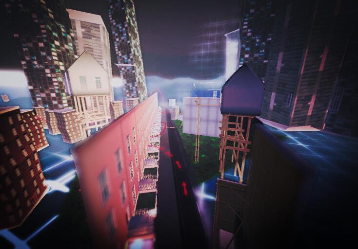 A colourful expressionistic city built in a virtual world